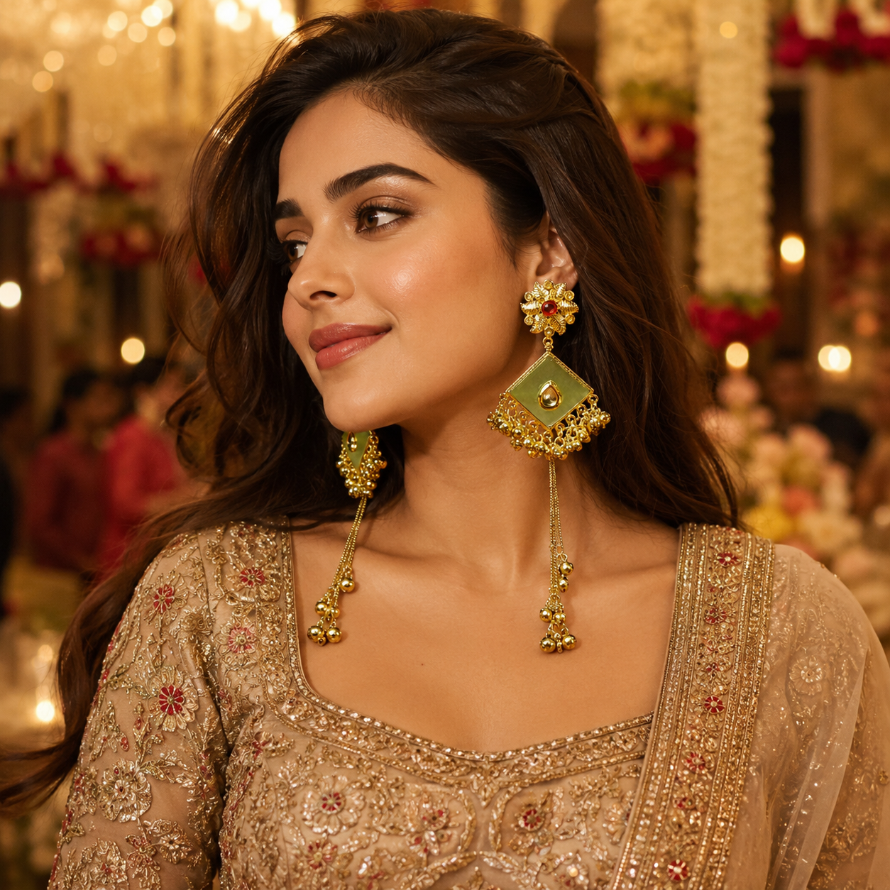 Kashmiri Earrings- Green