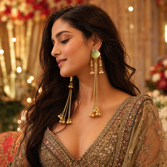 Long Kashmiri Earrings with Ghungroo