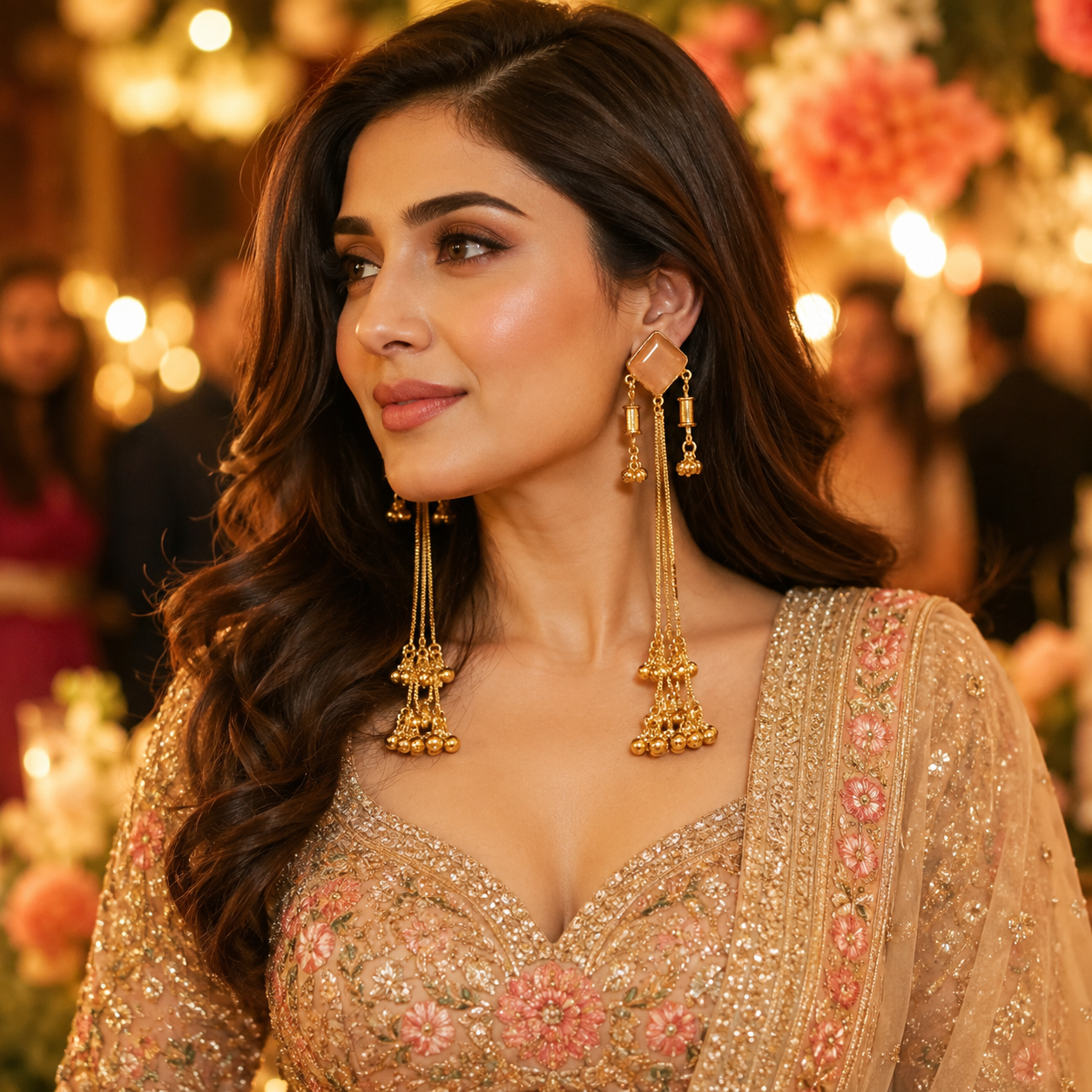 Long Kashmiri Earrings with Ghungroo