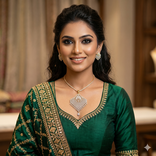 Noor Spark Pendant Set – American Diamond