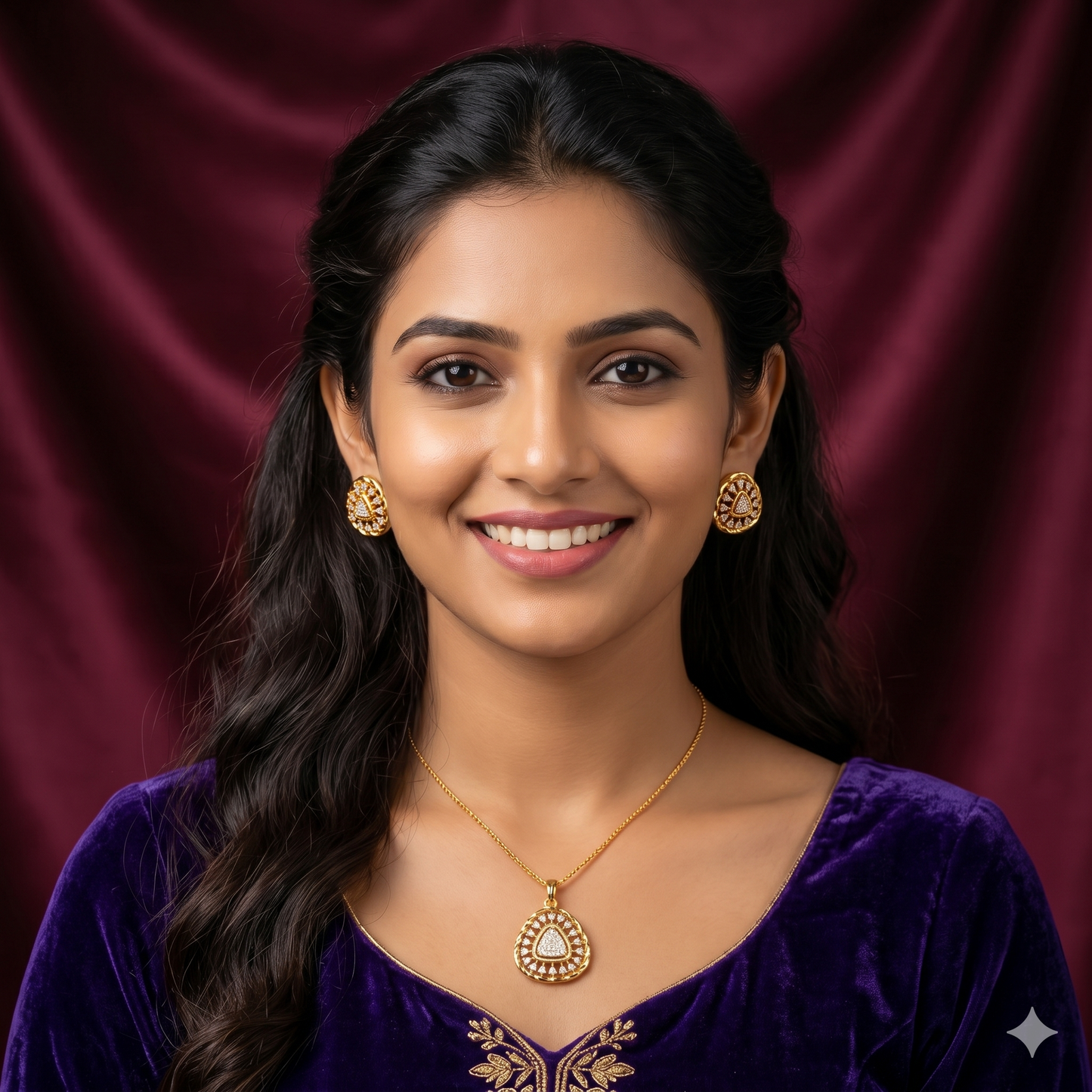 Festive Glow Pendant Set – American Diamond
