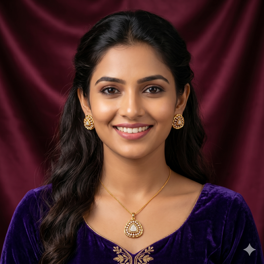 Festive Glow Pendant Set – American Diamond