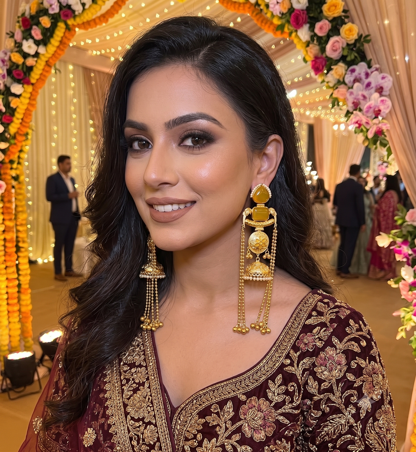 Kashmiri Earrings with Yellow Stones