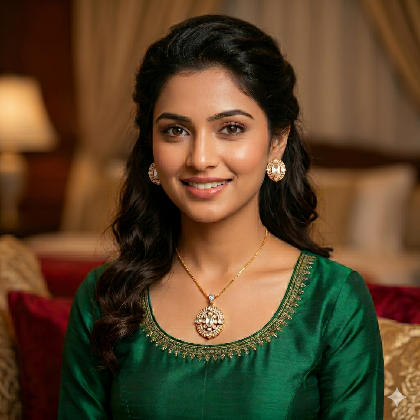 Rajsi Polki Pendant Set