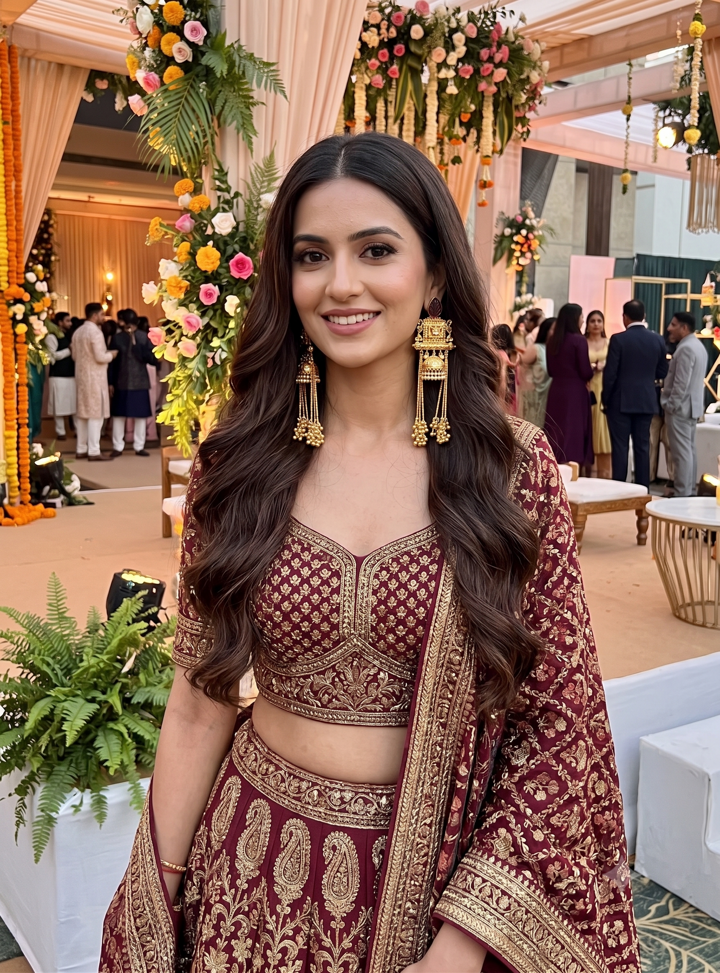 Kashmiri Earrings- Maroon